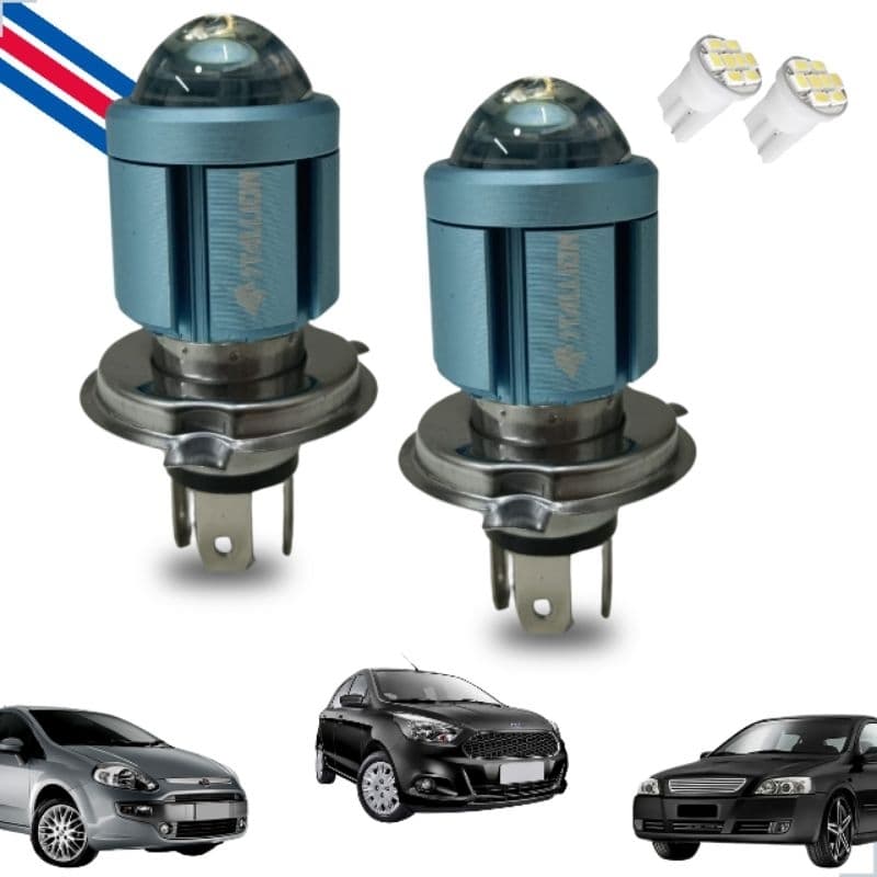 Kit Lâmpada LED H4 Stallion G301F 6500K com Efeito Strobo Super Branca Universal Carro