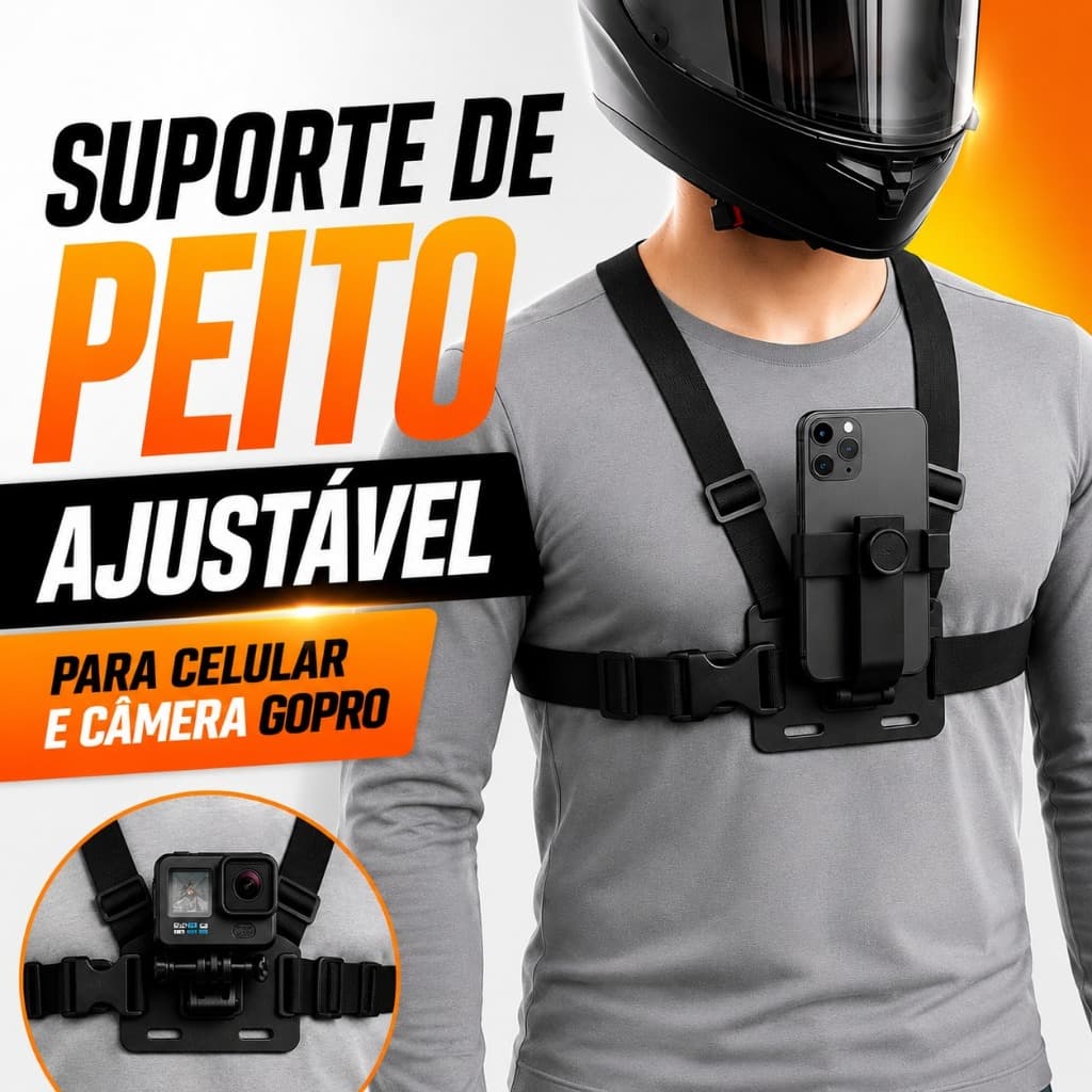 suporte de peito ajustável para celular Criador de conteúdo
