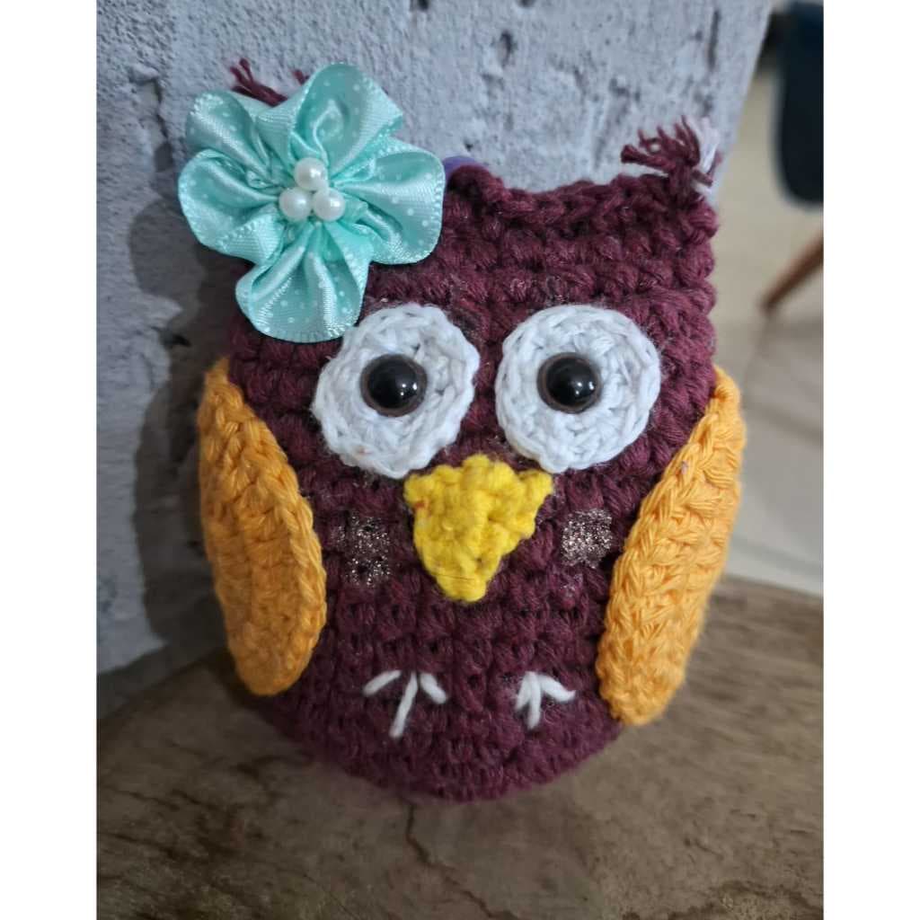 Chaveiro Coruja brinquedo decoração amigurumi crochê mimo presente