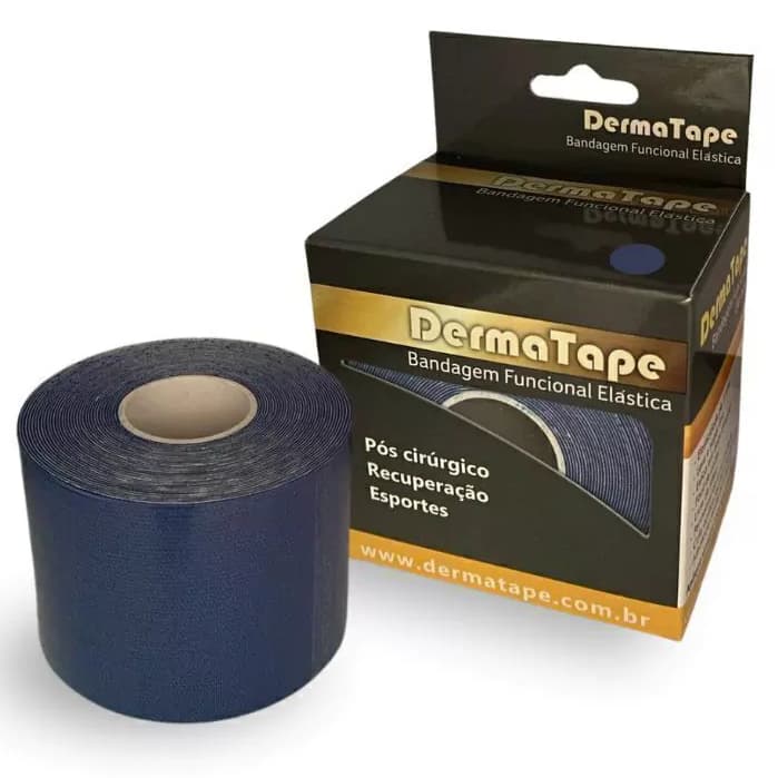 Fita Kinesio Tape (Taping) Dermatape Bandagem Elástica Pós Cirúrgico e Terapêutica 5 Cm X 5m AZUL Original