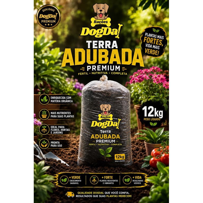 Terra Adubada 12kg – Solo Rico em Nutrientes para Crescimento Rápido e Saudável