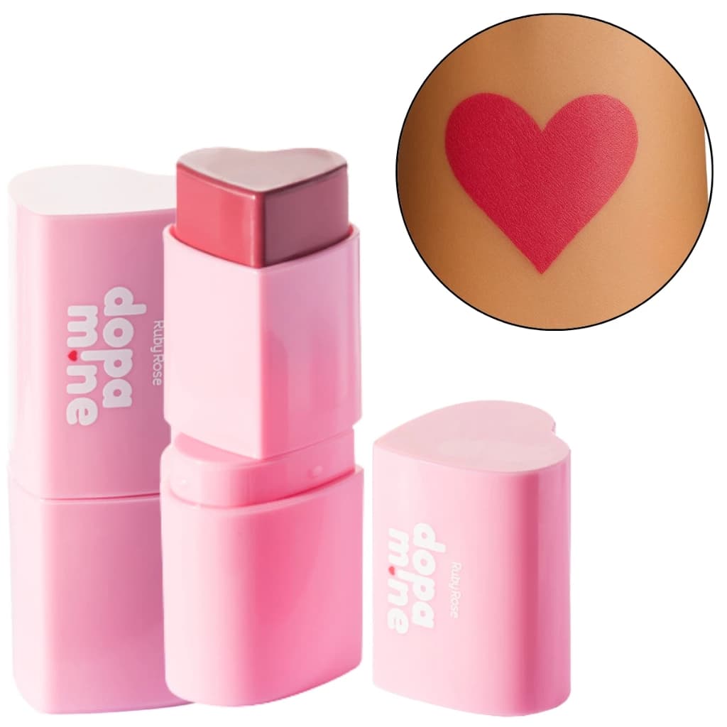 Blush Stick Bastão Coração Love Languages Dopamine Ruby Rose