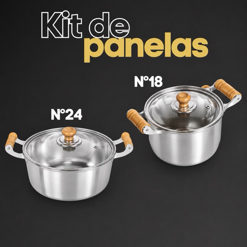 Jogo de Panela Caçarola + Caldeirão Nº18/24 em Alumínio Batido/LINHA PREMIUM Arroz e Feijão