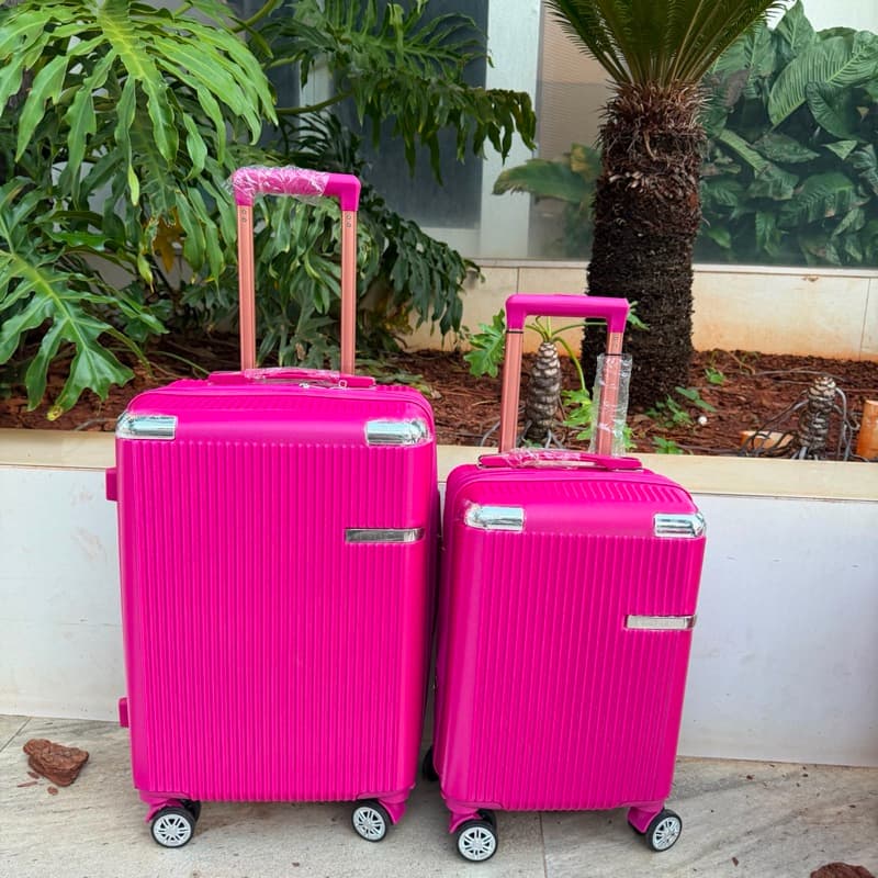 mala de viagem DUPLA ZÍPER EXPASIVEL Kit 2 Malas de BORDO+DESPACHO Abs Giro 360 Com Cadeado