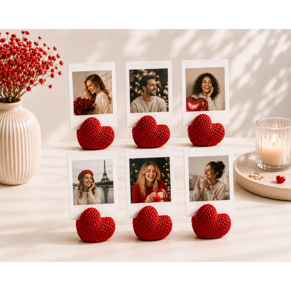 Kit 6 Porta Foto Coração Decorativo Suporte Polaroid