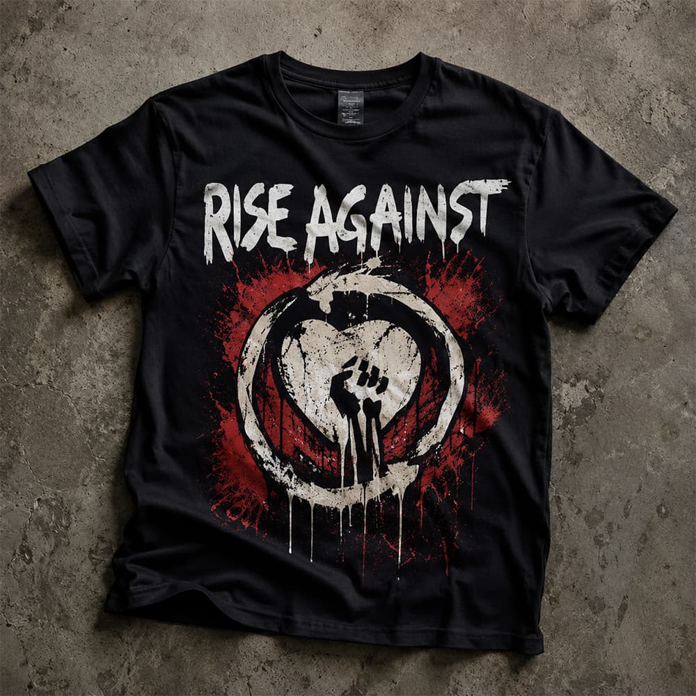 🎸 Camiseta Premium Rise Against – Estampa Digital A3