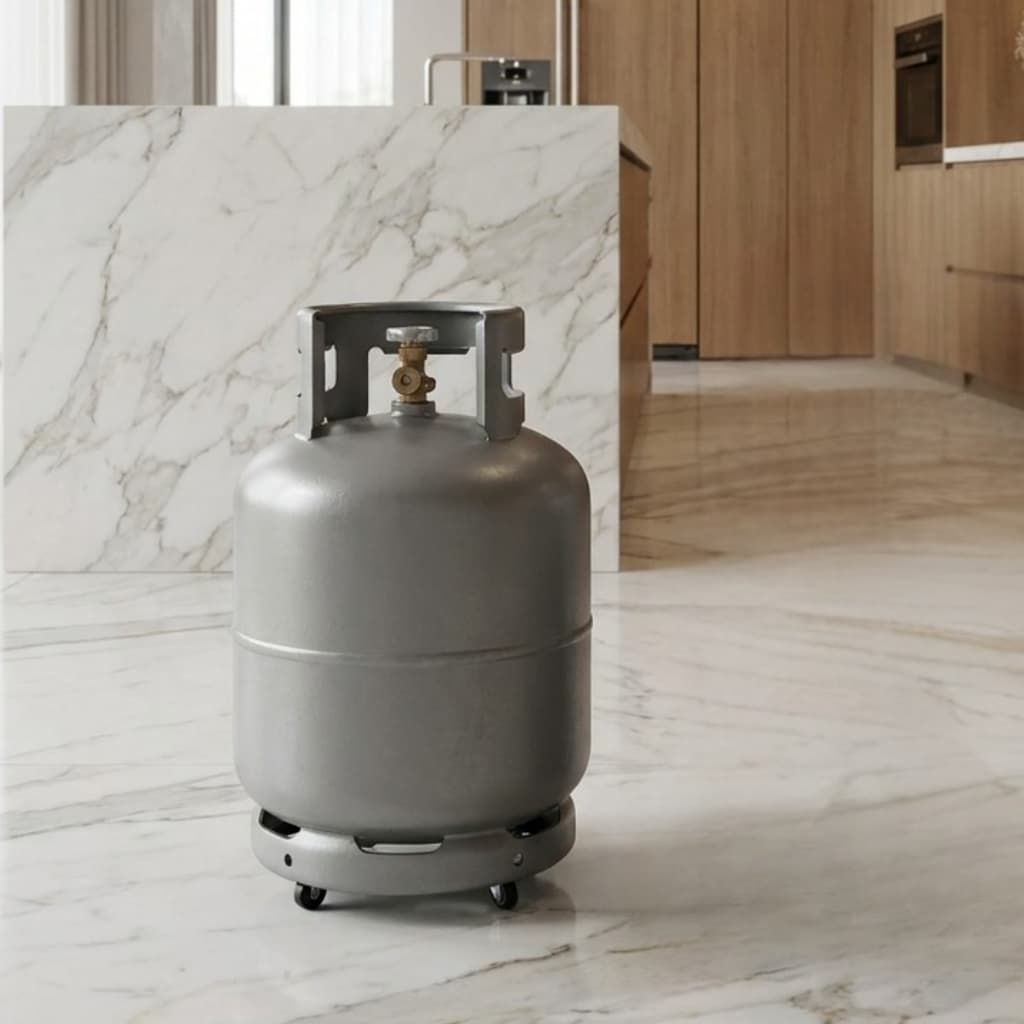Suporte para Botijão de Gás Inox AISI 304 com Rodinhas Reforçado Antiferrugem para Botijão P13