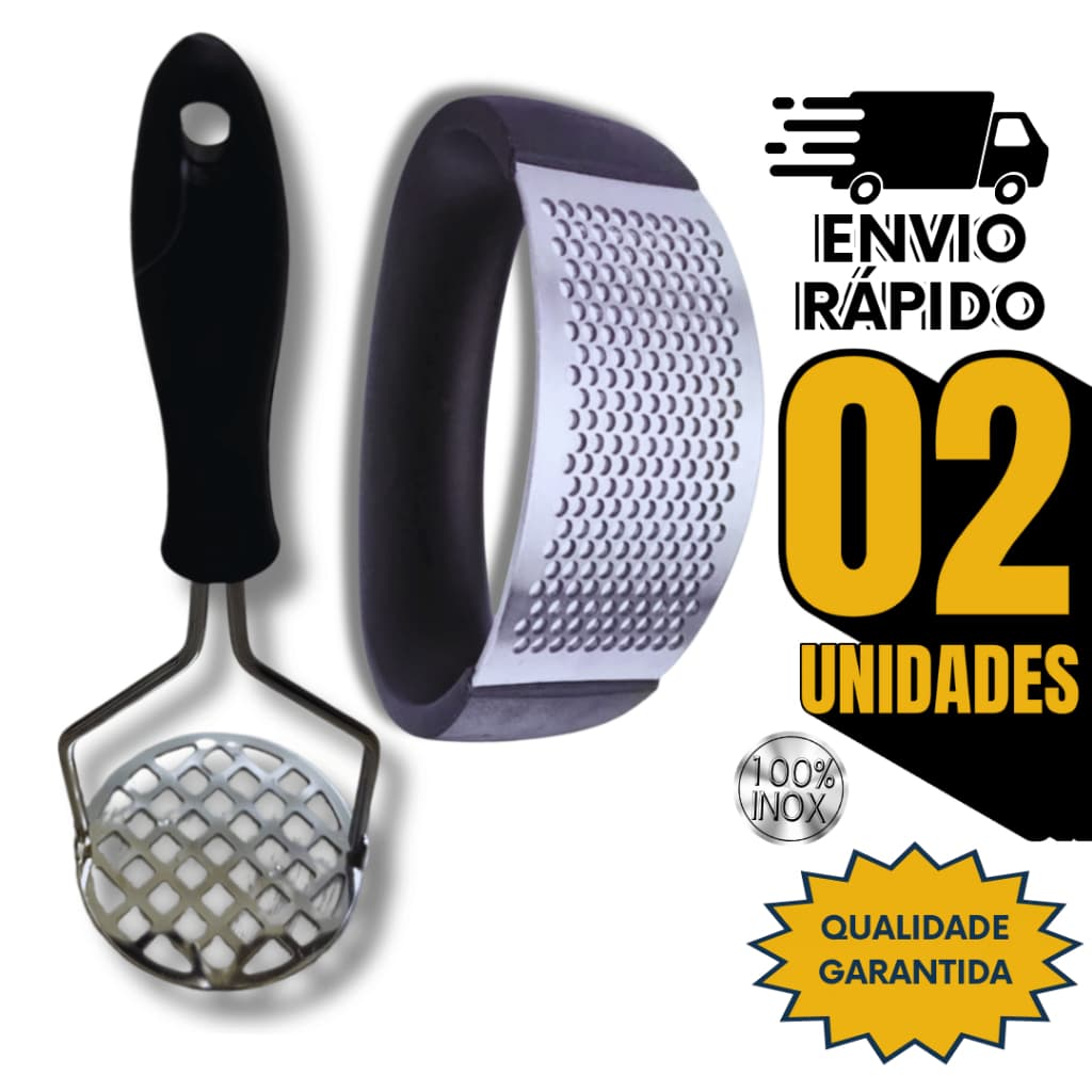 Utensílios Cozinha Amassador de Batatas e Espremedor de Alho Inox Cozinha Restaurante Utilidades