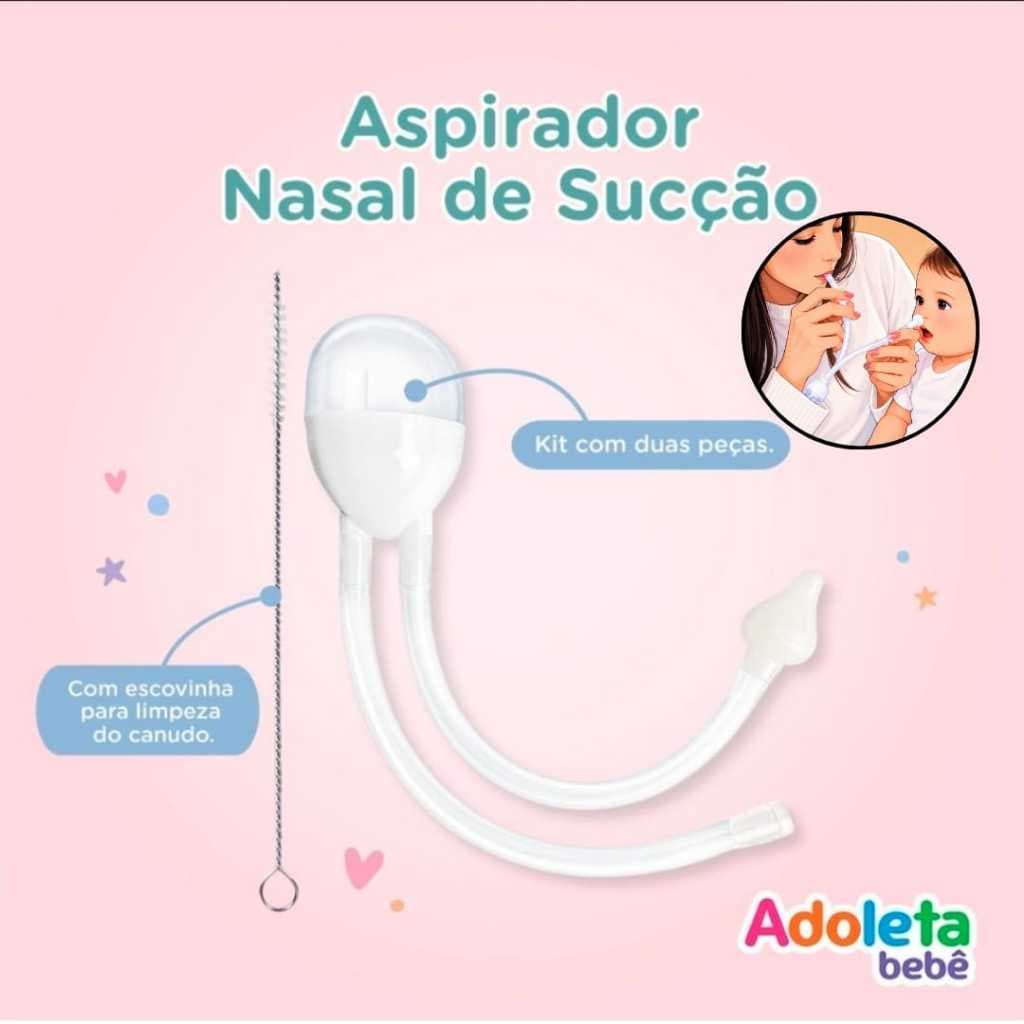 Aspirador Nasal para Bebê de Sucção com Reservatório Adoleta Bebê