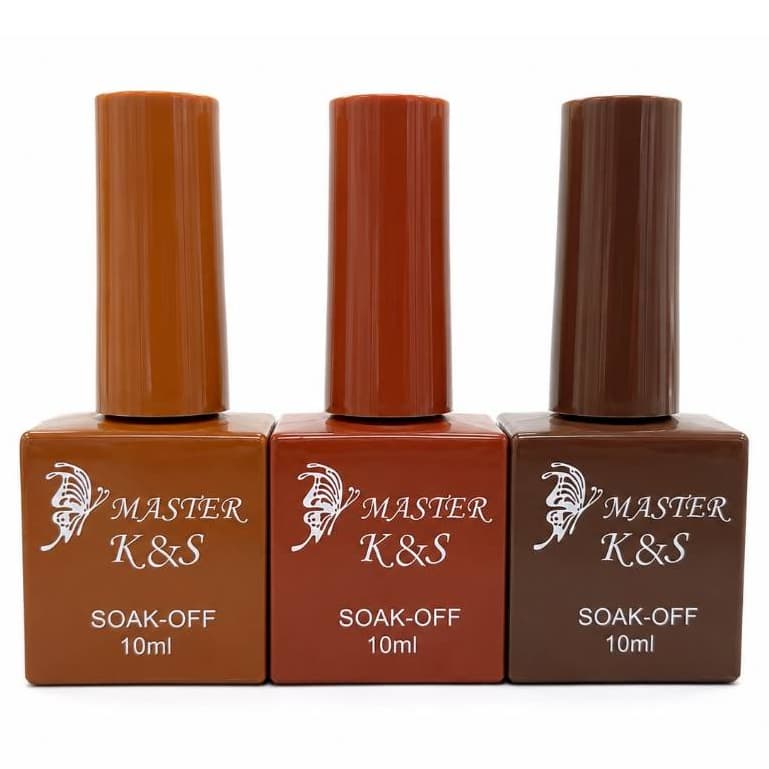 Kit 3 Esmaltes Gel UV/LED Master K&S Caramelo Terracota Chocolate 10ml – Tons Terrosos Elegantes