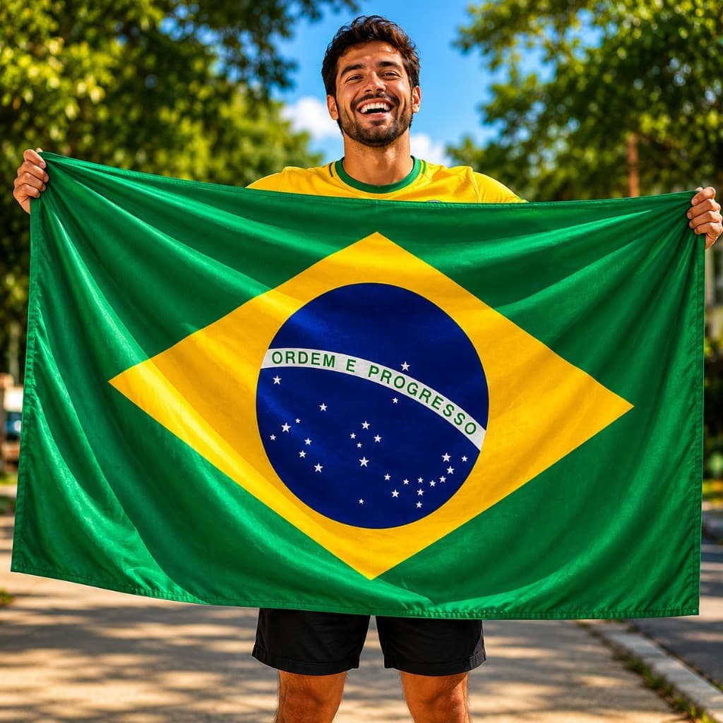 Bandeira do Brasil Grande Todos os Tamanhos Copa do Mundo Resistente Premium Barbante ou Haste