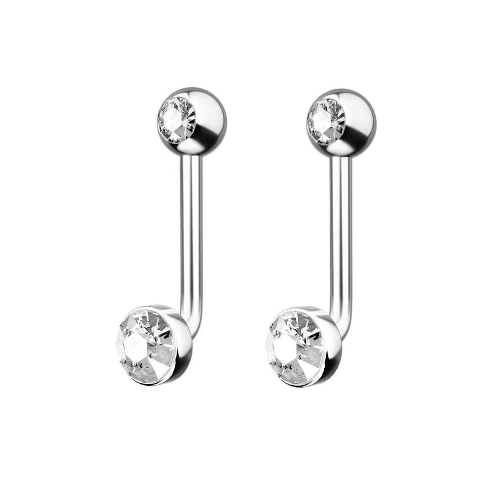Kit 2 Piercing Intimo C/Strass Christina Zircônia Cravada