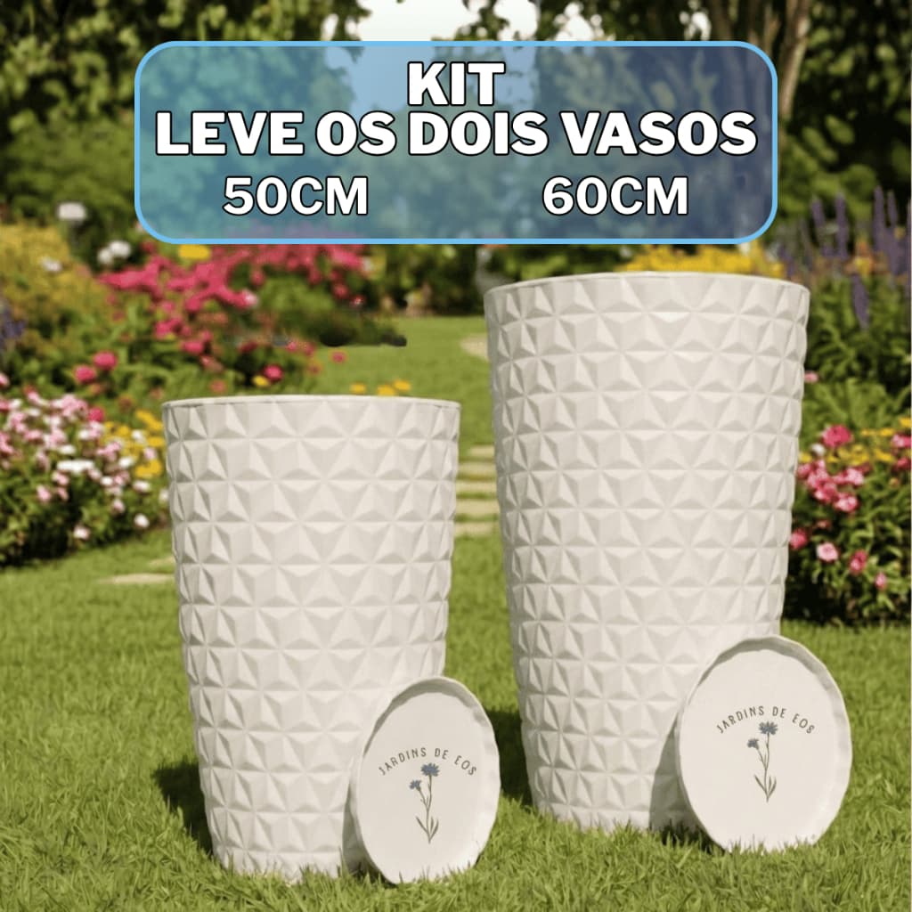 Kit 2 Vasos Decorativos Grandes Para Plantas Sala Jardim 50cm 60cm