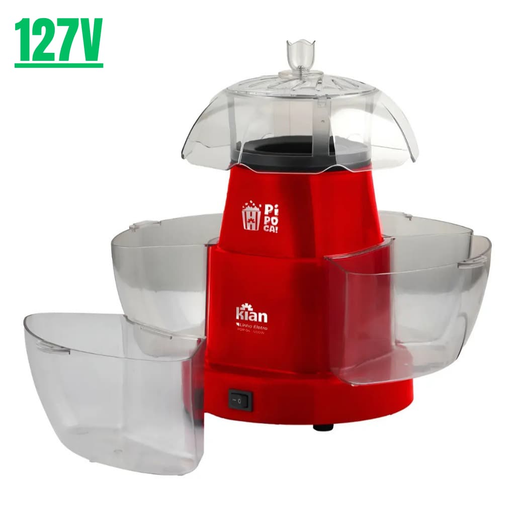 Pipoqueira Elétrica KIAN POP04 4 Bocas | Vermelha | 127V | Pipoca Saudável Sem Óleo