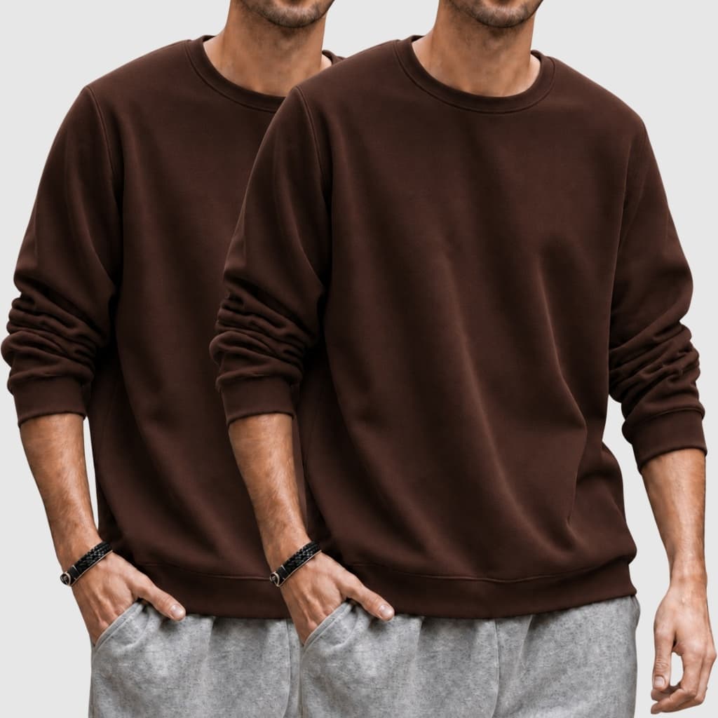 Kit 2 Peças Blusa Moletom Masculino Careca Liso Premium Gola Redonda Inverno Frio Básico