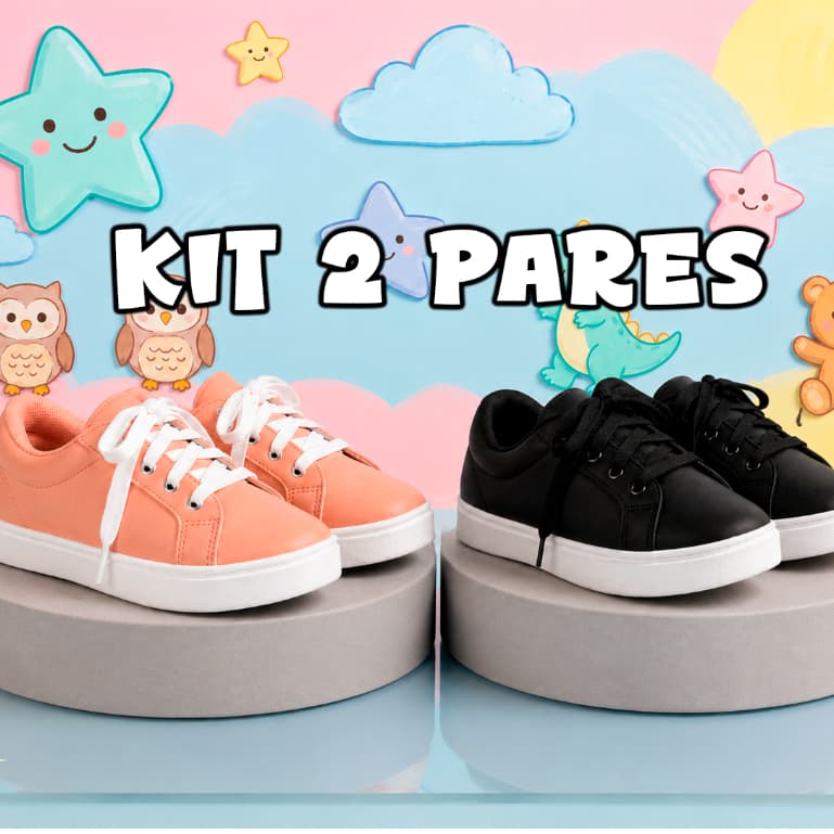 Kit 2 Pares Tênis Infantil Unissex casual Escolar Confortável Colegial com Solado Antiderrapante