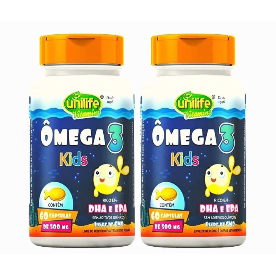 2x Omega 3 Kids 500Mg Sem Sabor 60 Capsulas - Unilife