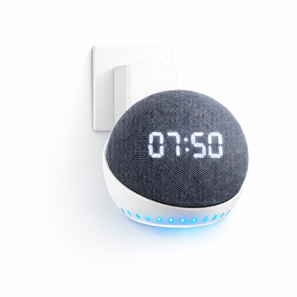 Suporte de Tomada Alexa Echo Dot 4/5 Geração Echo Pop Parede Sem Furo Organizador de Cabo