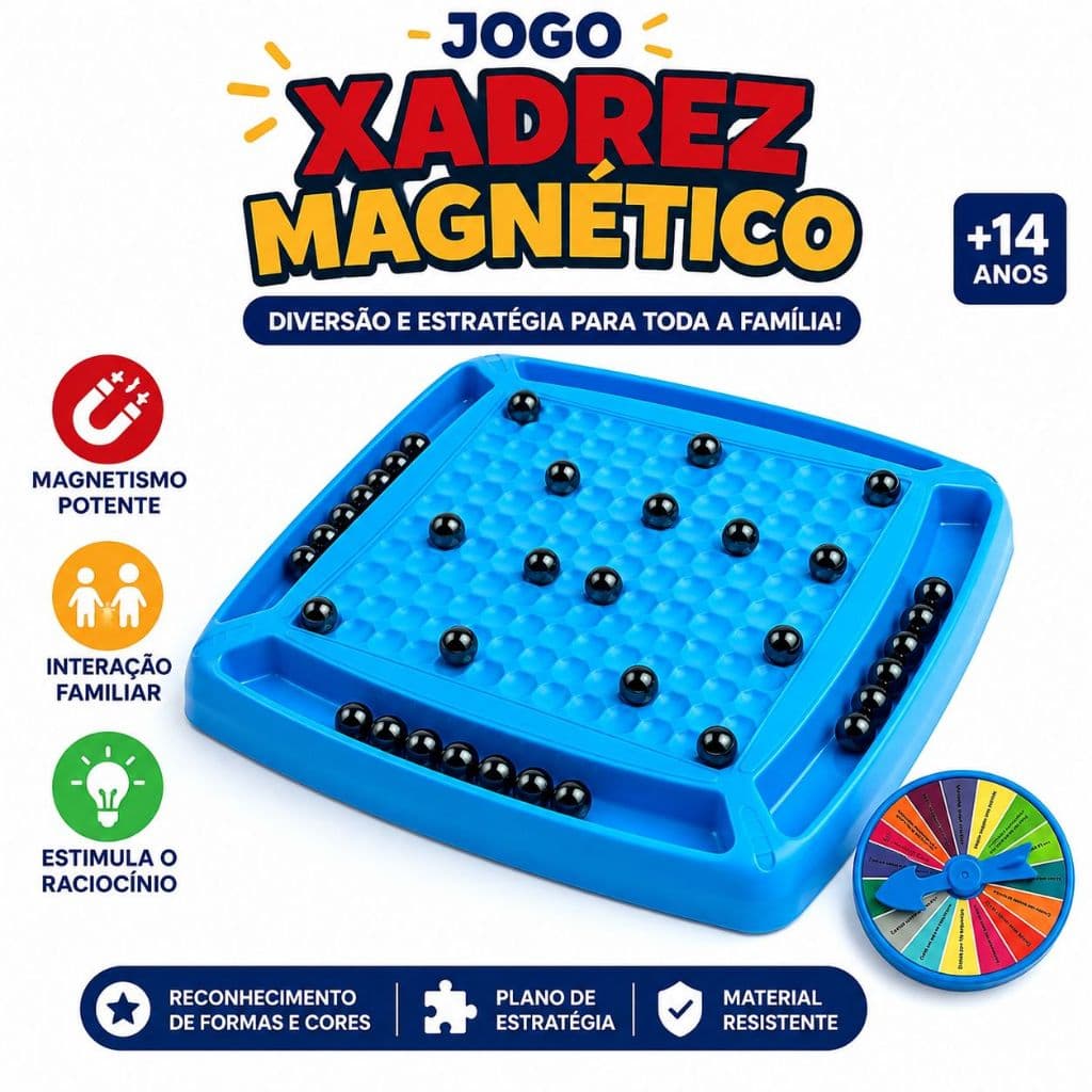 Jogo Xadrez Magnético Puzzle Infantil Tabuleiro de Mesa Juvenil Estratégia Desafio Com 20 Esferas