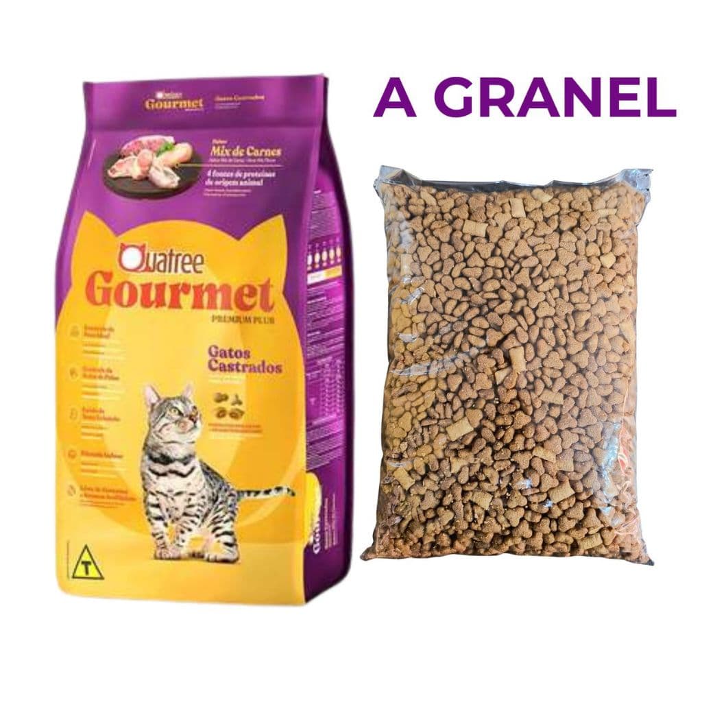 Ração Quatree Gourmet Mix de Carnes Gatos Castrados -1kg a granel