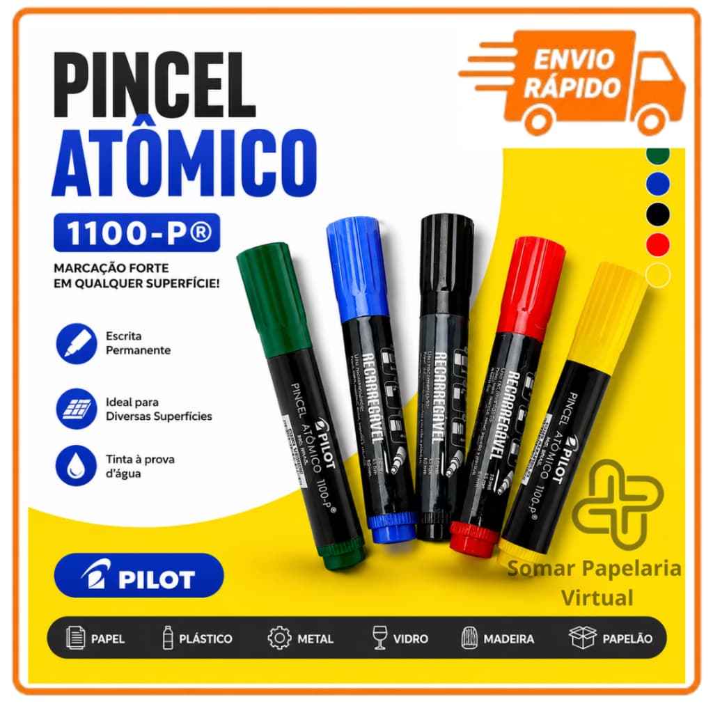 Pincel Atômico Permanente 1100-P Pilot Recarregável Canetão