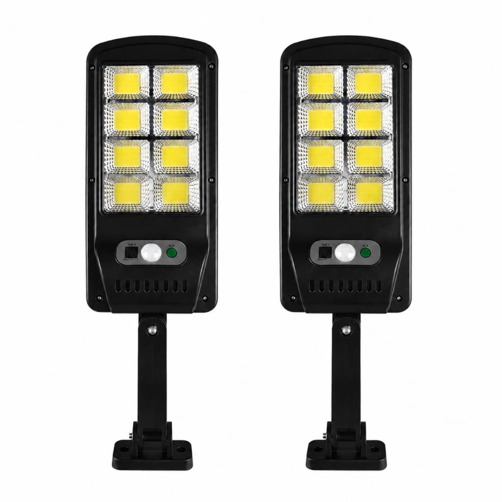 Kit 2 Luminária Solar De Rua Refletor LED Alta Potência IP66 Com Controle E Sensor Sem Fio