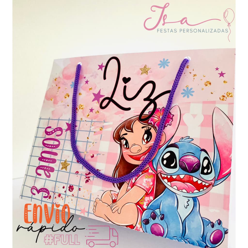 Sacolinhas Lilo e Stitch Personalizadas Kit Festa Infantil Pegue e Monte