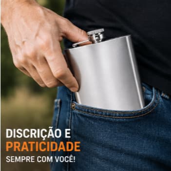 Cantil Garrafa De Bolso Whisky Inox Portátil 200ml Tampa Rosqueável Antivazamento