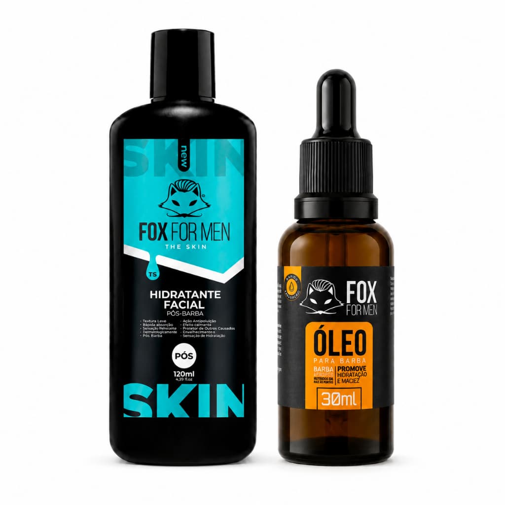 Kit Hidratante Pós Barba 120g + Óleo Para Barba 30ml Fox For Men Barba Macia Sem Resíduo Oleoso