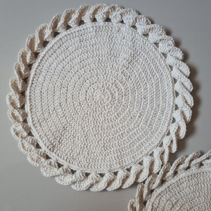 Sousplat de Crochê Trançadinho 38cm – 2 peças