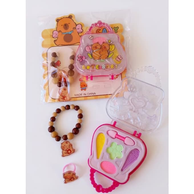 Kit de Maquiagem  Sombras Infantil Capivara com acessórios