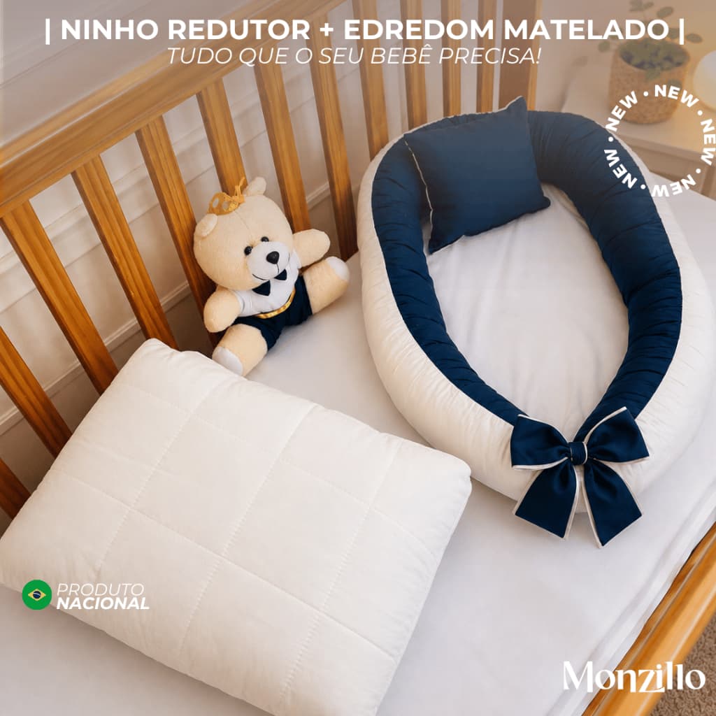 Ninho Redutor de Berço Micropercal + Edredom Matelado Bebê Enxoval Completo