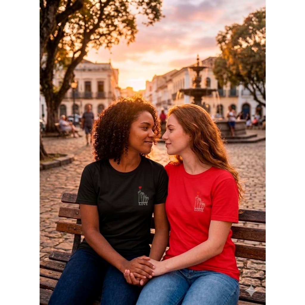 LOVE PRETO VERMELHO CAMISETA CONFORTÁVEL POLIÉSTER VISCOSE CAMISA BÁSICA CASUAL DIA A DIA SEMANA TRABALHO FESTA UNISSEX