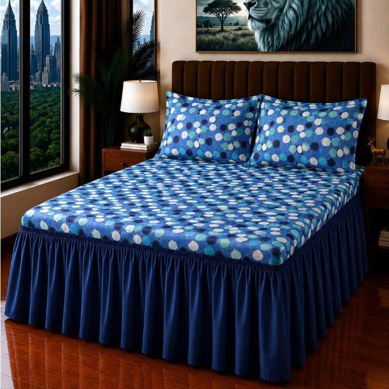 Kit Colcha Cobre Leito Letícia Oxford com Babado | Casal Box 2,70m x 2,50m | 3 Peças *Promoção