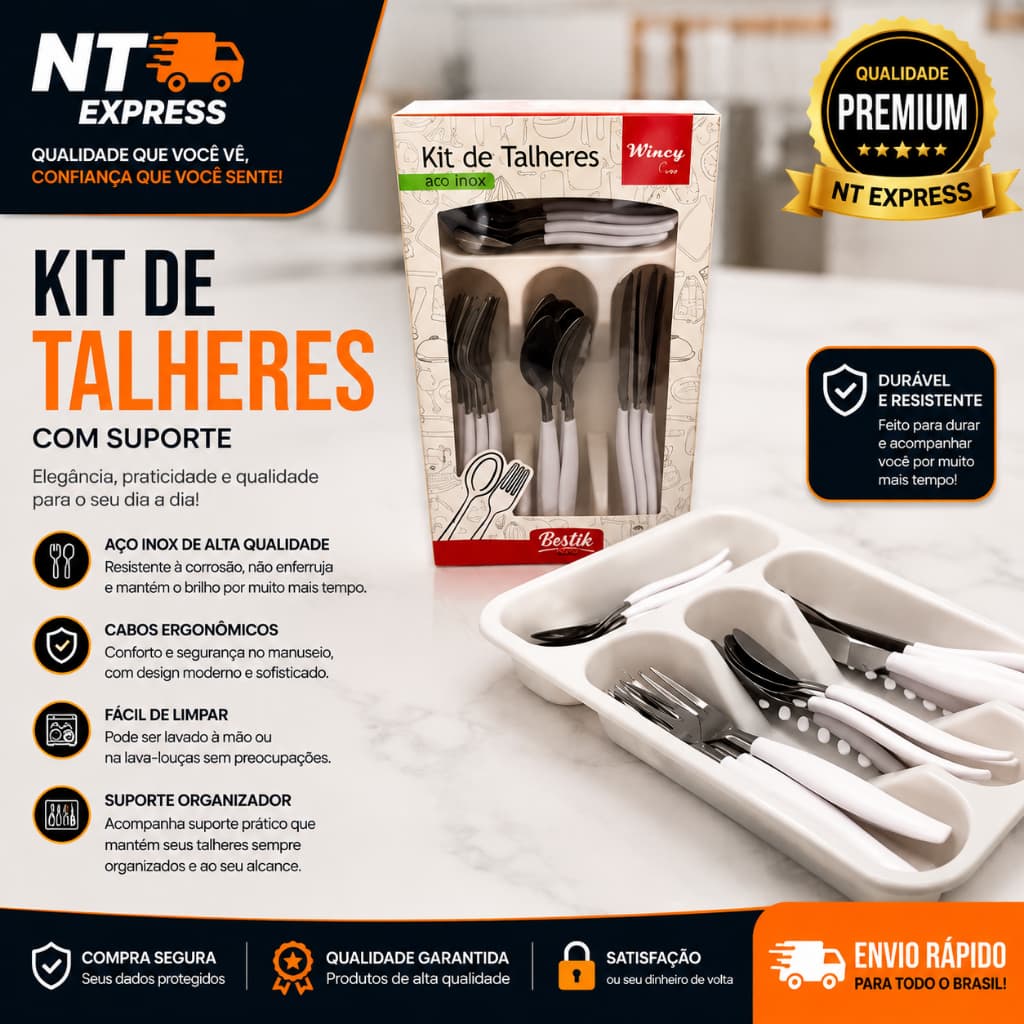 Kit Talheres Inox 25 Pecas Branco Conjunto Utensilios Cozinha Jantar Elegante Resistente