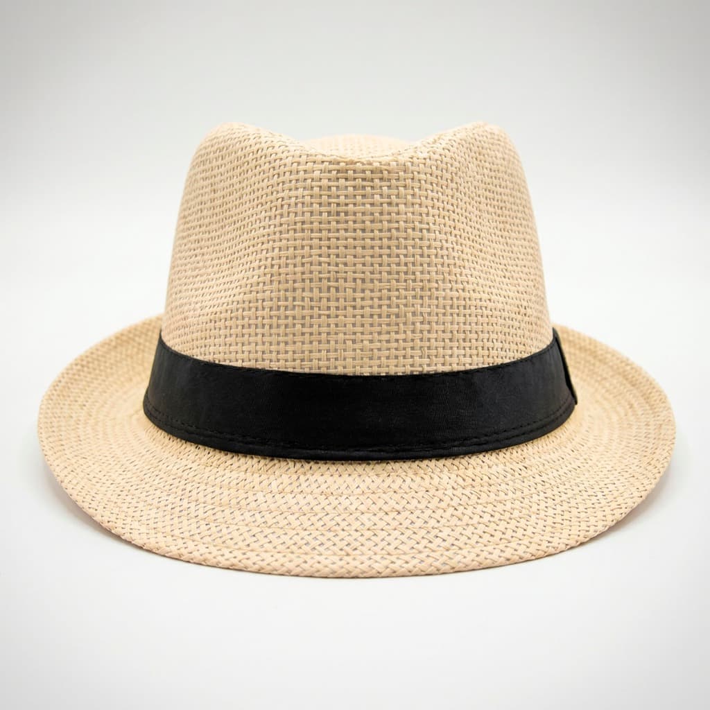 Chapéu de Palha Fedora Festa Junina Praia Verão Unissex Faixa Preta Casual Elegante Dia a Dia