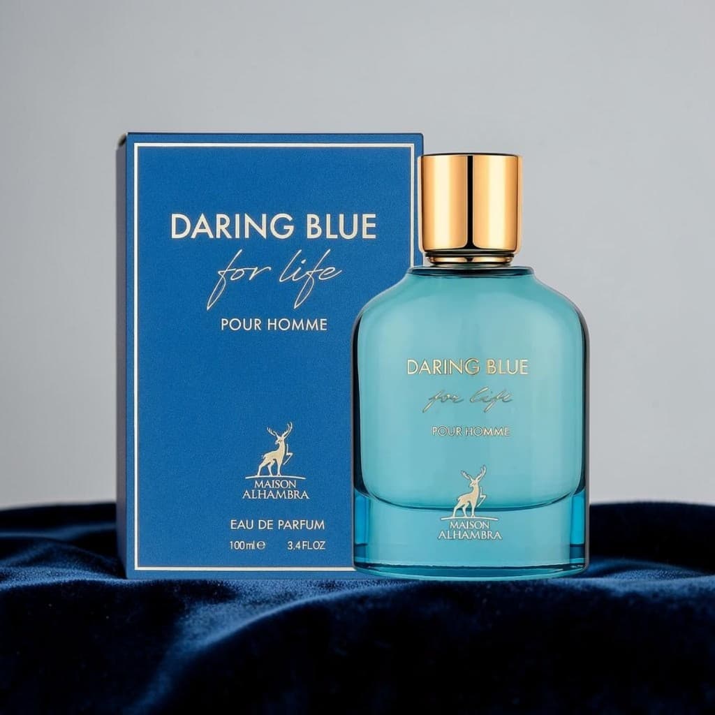 Perfume Daring Blue For Life Maison Alhambra 100ml EDP – Masculino, Fresco, Aquático e Elegante (Árabe)