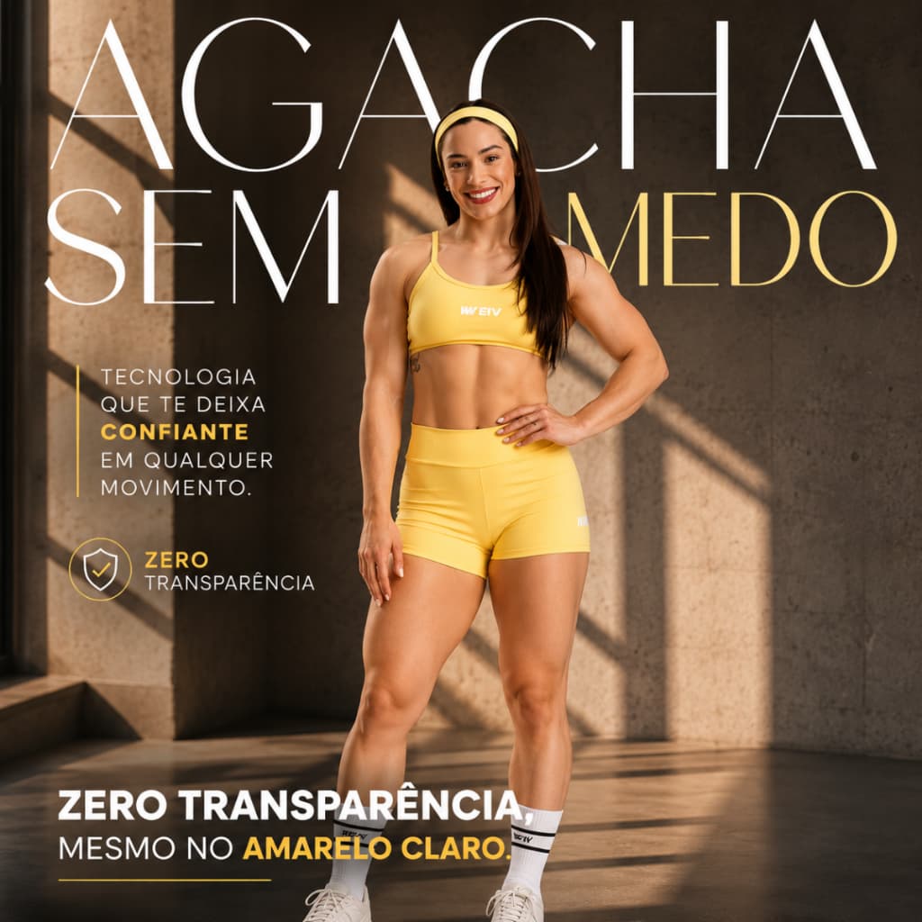 Conjunto Fitness Weiv Amarelo Top + Short Sem Transparência