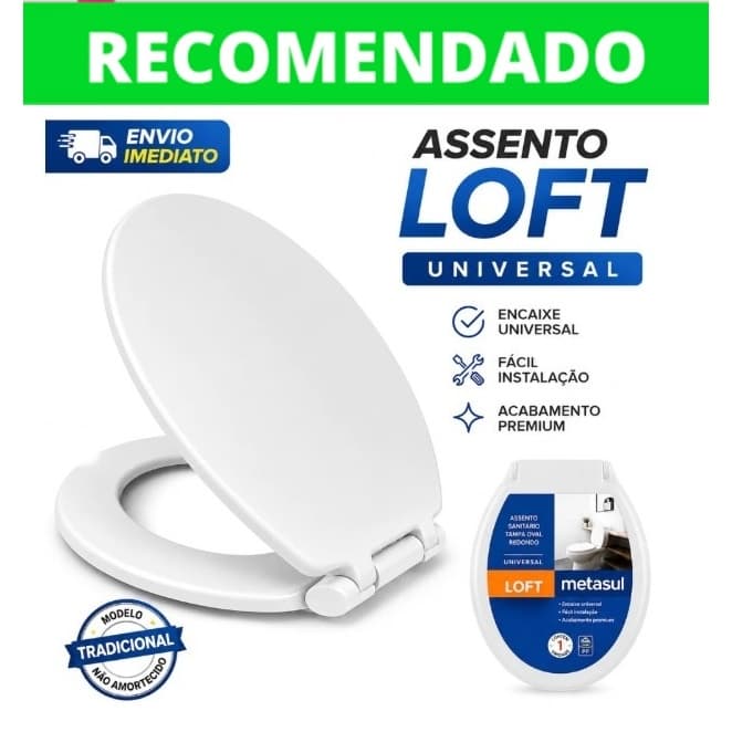 3 Assento Tampa de Vaso Privada Oval Universal Fechamento TOP Soft Close Compatível Deca Top