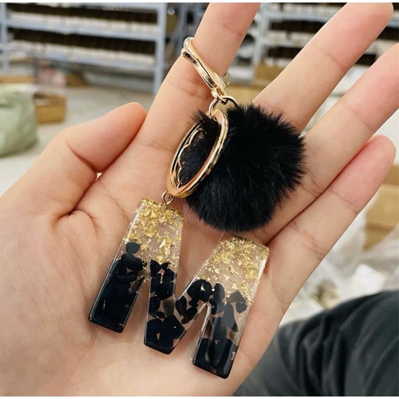 Chaveiro  Glitter Gradiente Resina A-Z Iniciais Pingente Decorativo