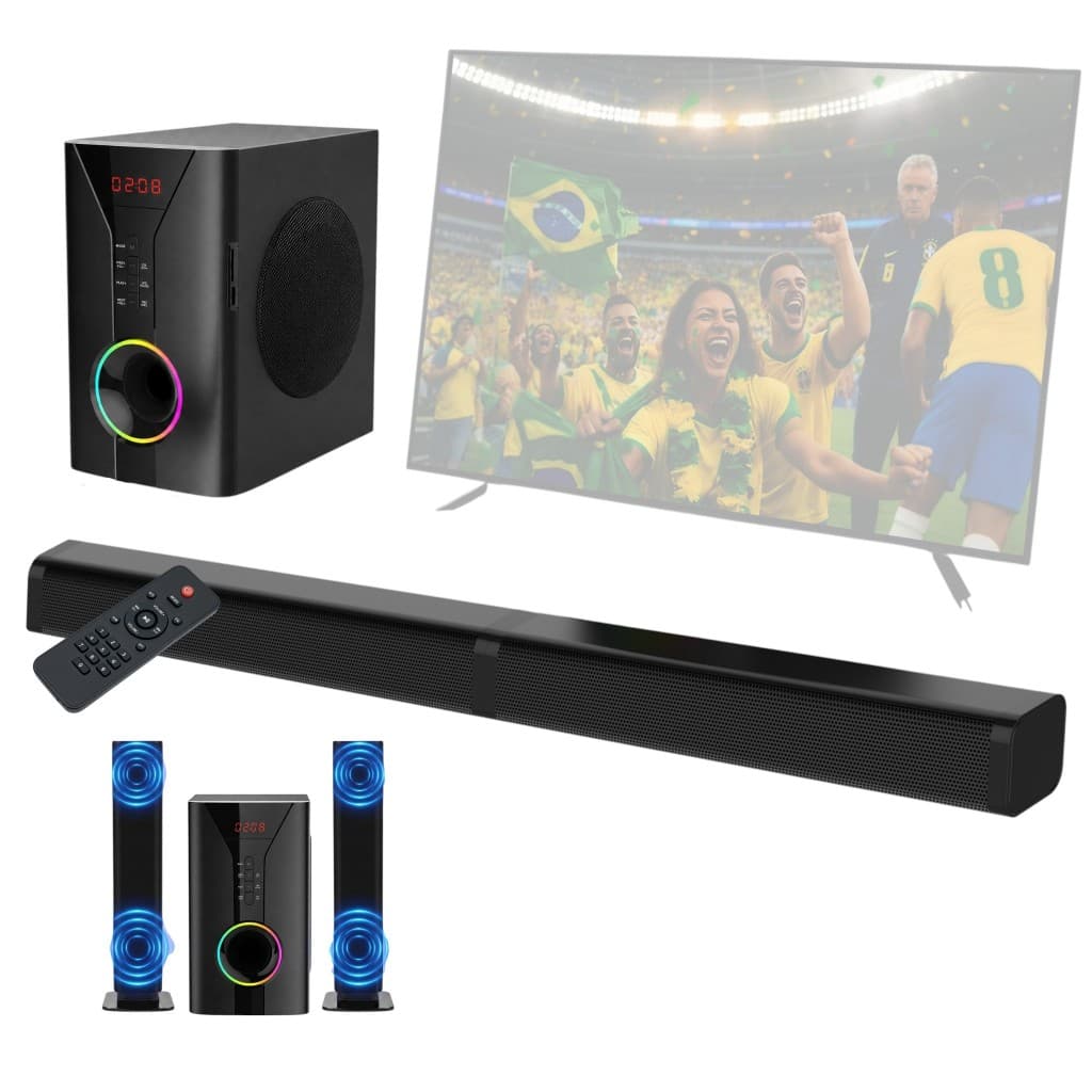 Som 2.1 Canais 400W com Subwoofer Bluetooth - Sistema Home Theater 2.1 CH para TV, Cinema em Casa e Festas