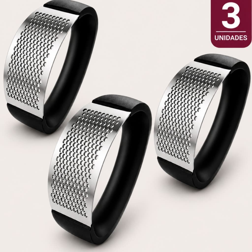 Amassador Espremedor Alho 3 Unidades Aço Inox ABS Triturador Manual Cozinha Ergonômico Resistente