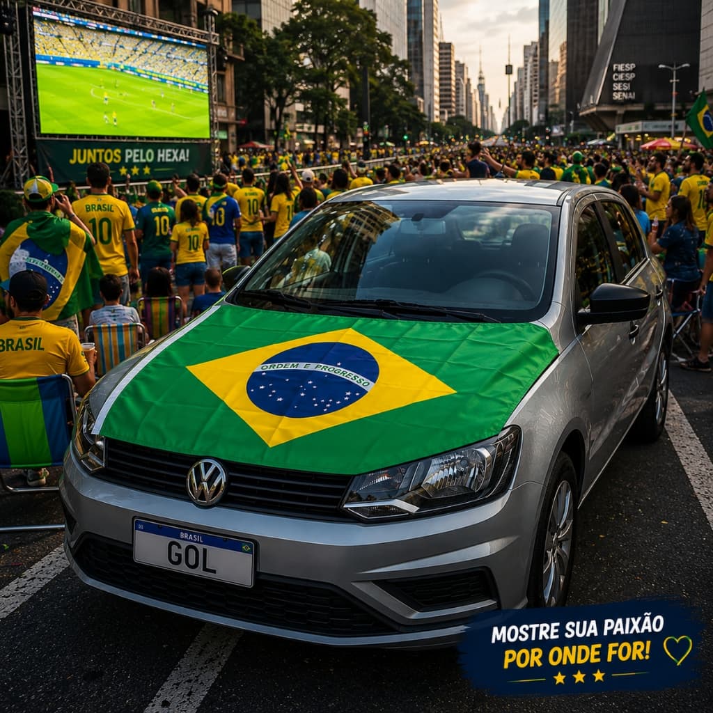 Bandeira Brasil para Capô Automotivo 120x160cm Torcida Copa