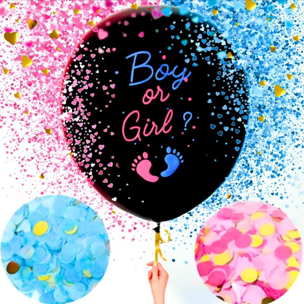 Balão Chá Revelação 32 Polegadas Menino ou Menina Com Confetes Azul Rosa Boy Or Girl