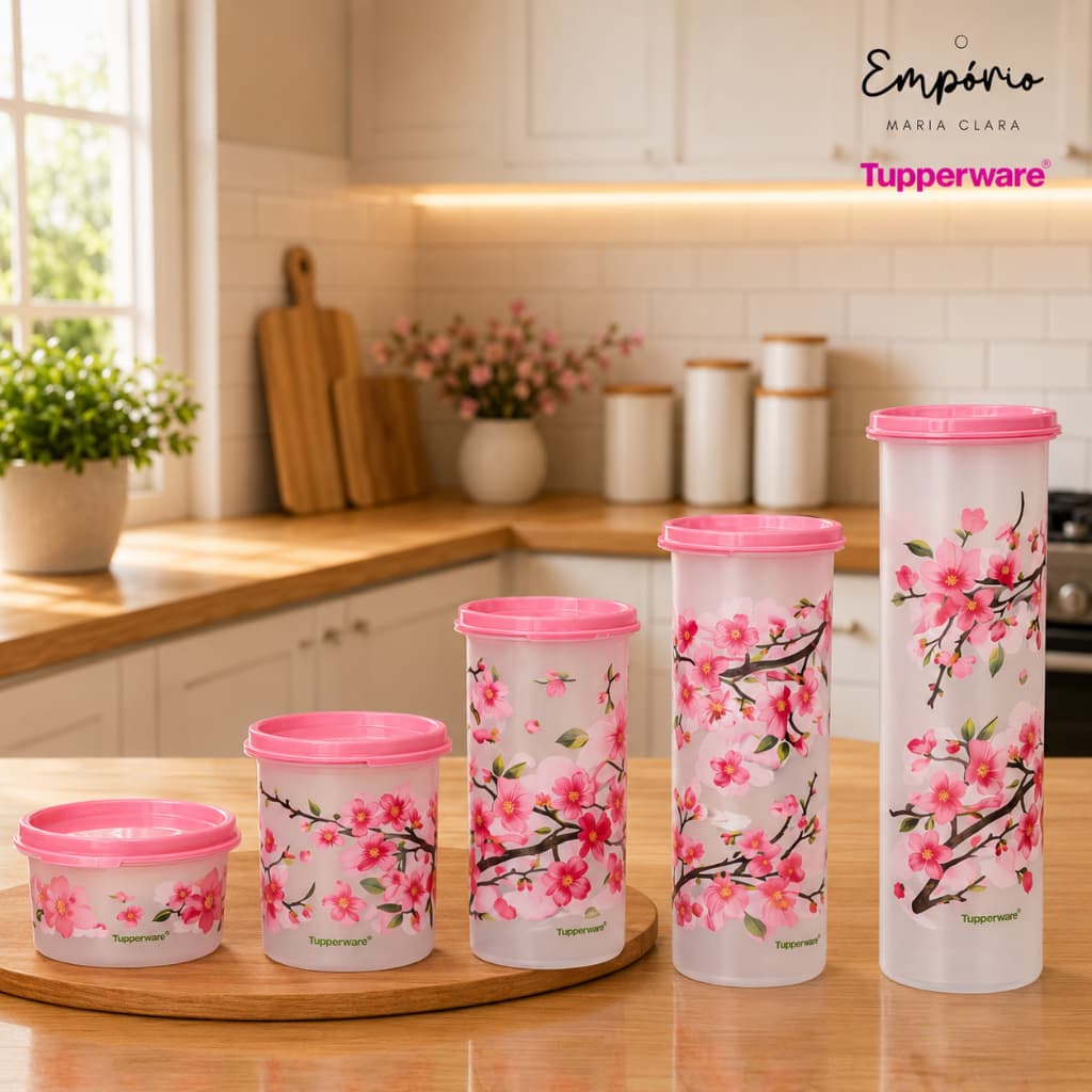 Tupperware Modular Redondo Flor De Cereja Tamanho a Escolher