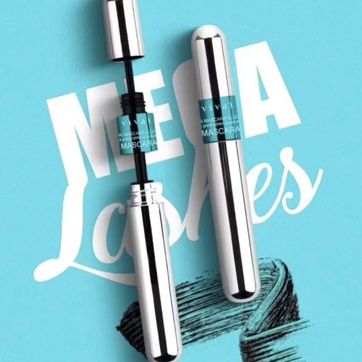 Máscara de Cílios Vivai Mega Lashes 2 Looks 2 em 1 Volume e Alongamento Longa Duração