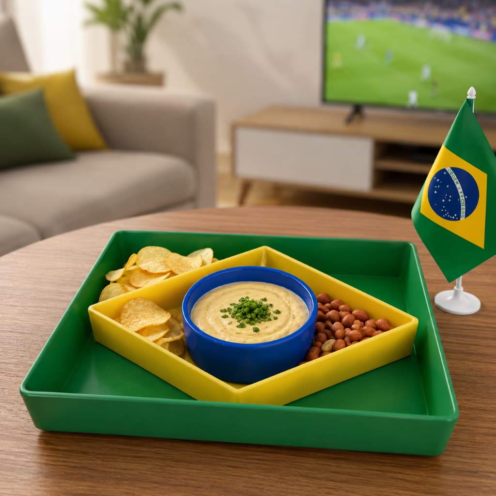 Petisqueira Bandeja Bandeira do Brasil - Porta Petisco Decoração Festa - Copa