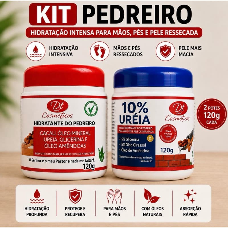 Creme Hidratante do Pedreiro 10% Ureia — Ação Intensiva para Pés, Mãos e Calcanhar Áspero