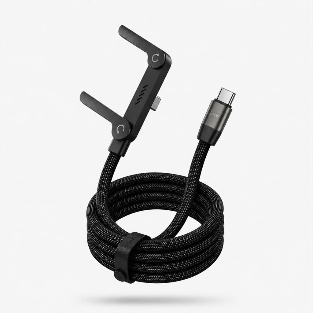 Cabo Carregador 2 Em 1 Type-c 240W Carregamento Ultra-Rápido com Nylon Reforçado, 1,5 Metros