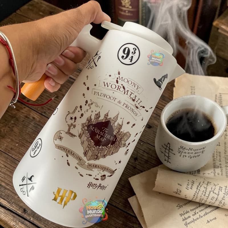 Garrafa de Café com termômetro digital Harry potter mapa do maroto